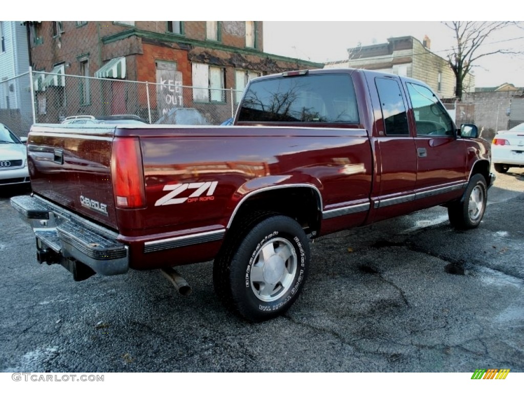 1998 C/K K1500 Extended Cab 4x4 - Dark Carmine Red Metallic / Neutral photo #2