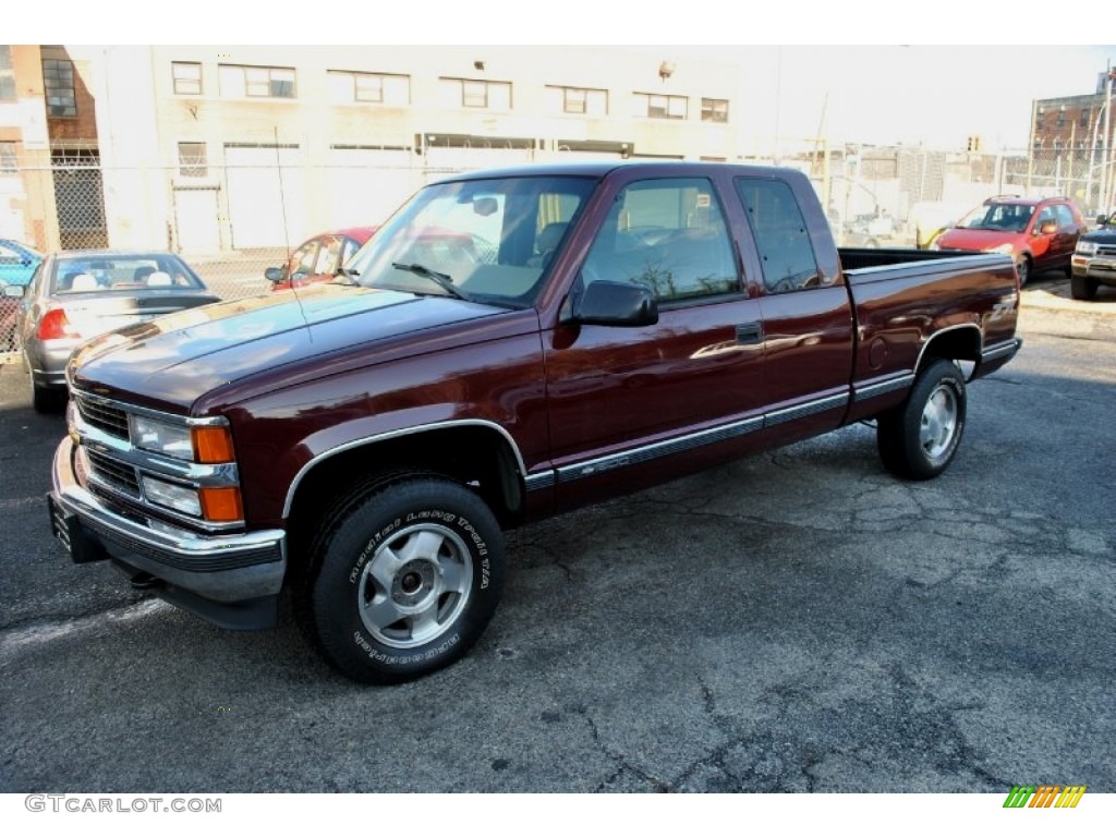 1998 C/K K1500 Extended Cab 4x4 - Dark Carmine Red Metallic / Neutral photo #4
