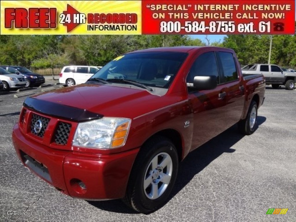 2004 Titan XE Crew Cab - Red Brawn / Graphite/Titanium photo #1