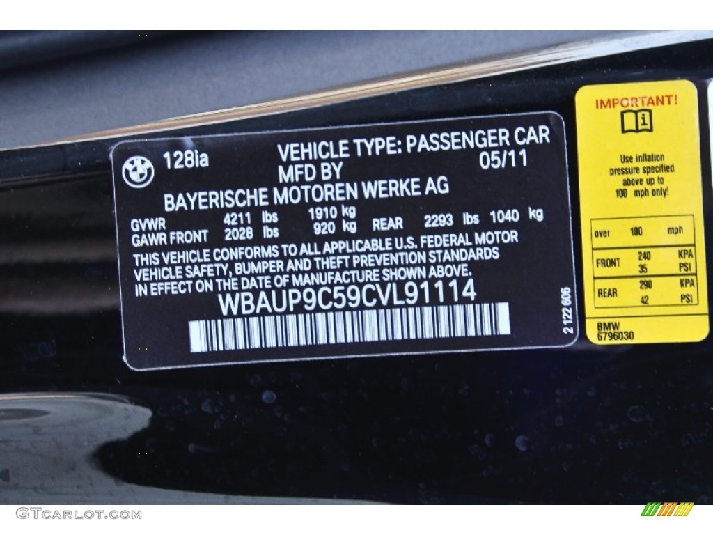 2012 1 Series 128i Coupe - Jet Black / Black photo #18