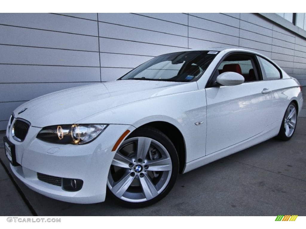2009 3 Series 335i Coupe - Alpine White / Coral Red/Black Dakota Leather photo #1