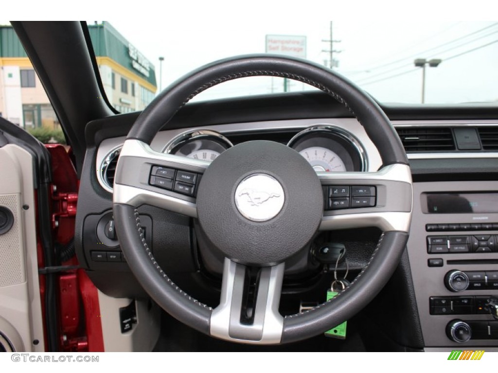 2011 Ford Mustang V6 Premium Convertible Stone Steering Wheel Photo #62534314