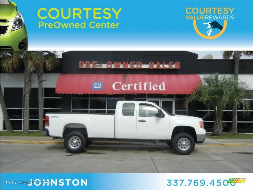 2008 Sierra 2500HD SLE Extended Cab 4x4 - Summit White / Dark Titanium photo #1