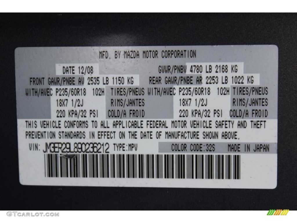 2009 CX-7 Color Code 32S for Galaxy Gray Mica Photo #62537032