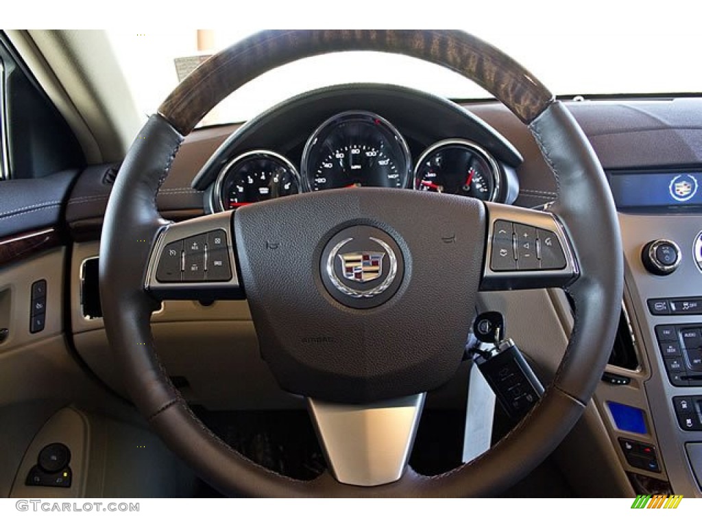 2012 Cadillac CTS 3.0 Sedan Cashmere/Cocoa Steering Wheel Photo #62538364