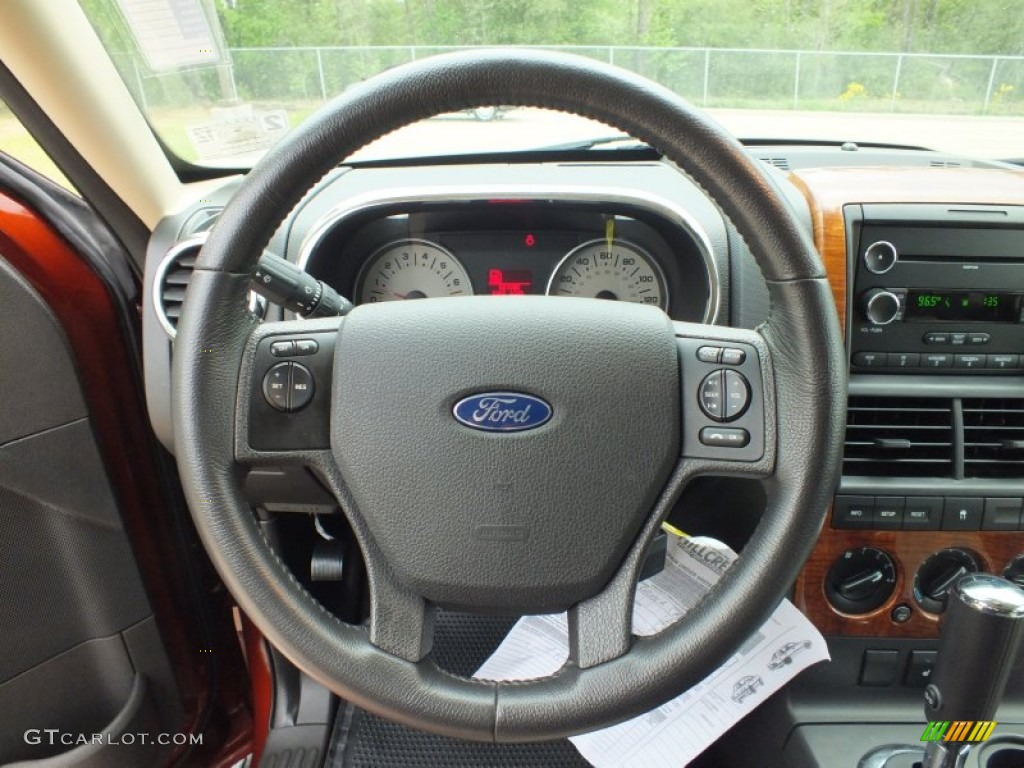 2010 Ford Explorer Eddie Bauer Black/Camel Steering Wheel Photo #62539604