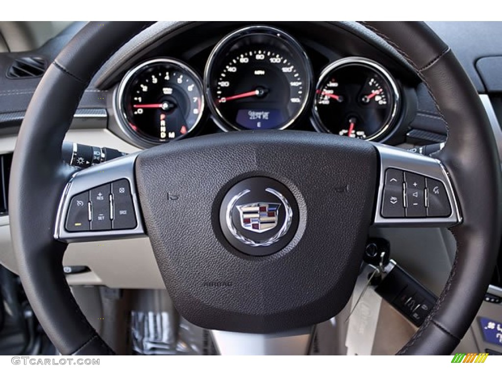 2011 Cadillac CTS 4 3.6 AWD Sport Wagon Cashmere/Cocoa Steering Wheel Photo #62540731