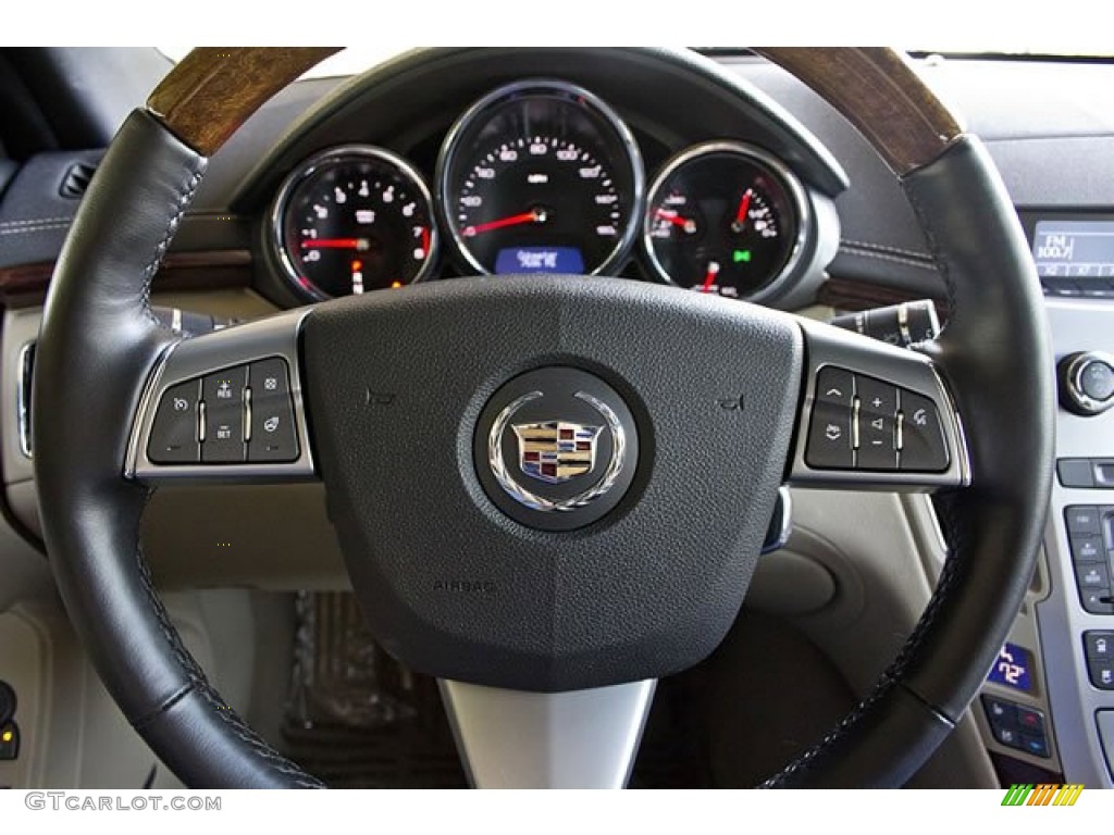2011 Cadillac CTS Coupe Cashmere/Cocoa Steering Wheel Photo #62543239