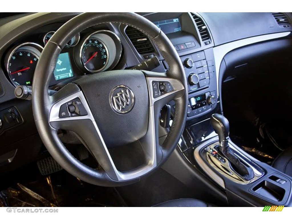 2011 Buick Regal CXL Ebony Steering Wheel Photo #62546041