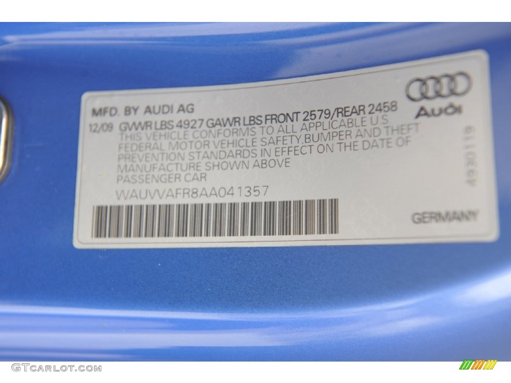 2010 S5 4.2 FSI quattro Coupe - Sprint Blue Pearl Effect / Black Silk Nappa Leather photo #7