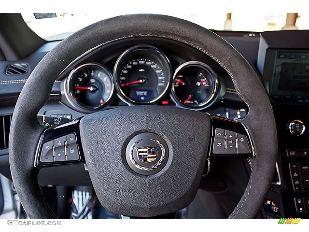 2011 Cadillac CTS -V Coupe Ebony/Saffron Steering Wheel Photo #62547161
