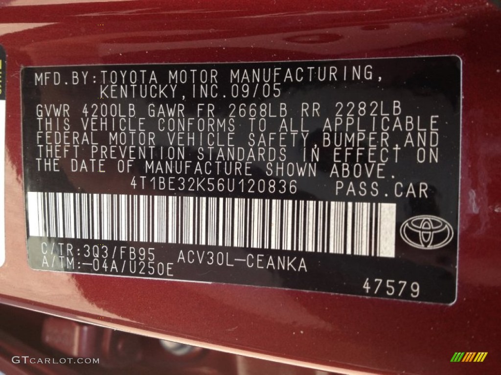 2006 Toyota Camry LE 3Q3 Photo #62551486