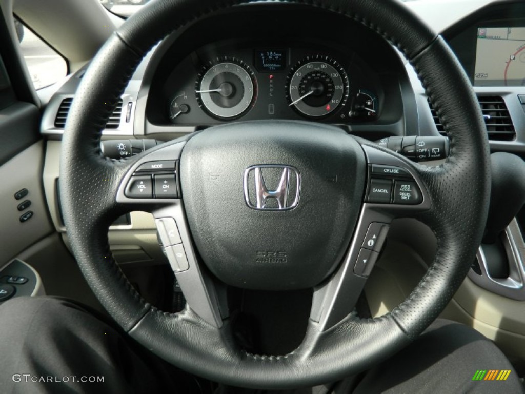 2012 Honda Odyssey Touring Elite Beige Steering Wheel Photo #62552449