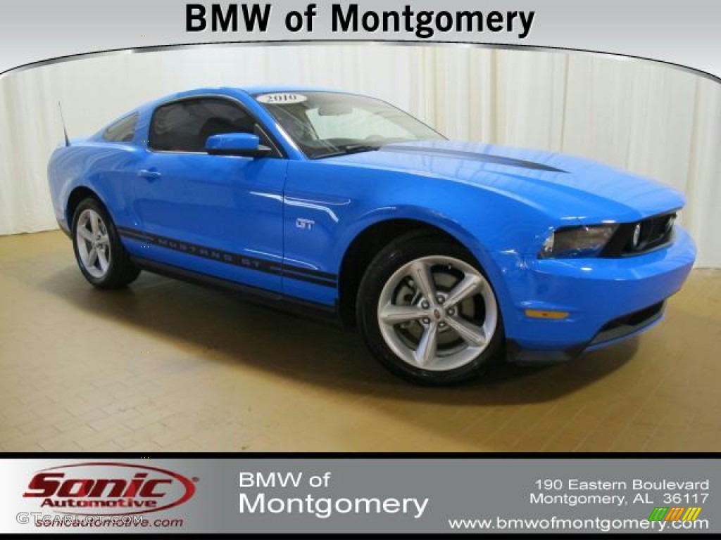 2010 Mustang GT Coupe - Grabber Blue / Stone photo #1