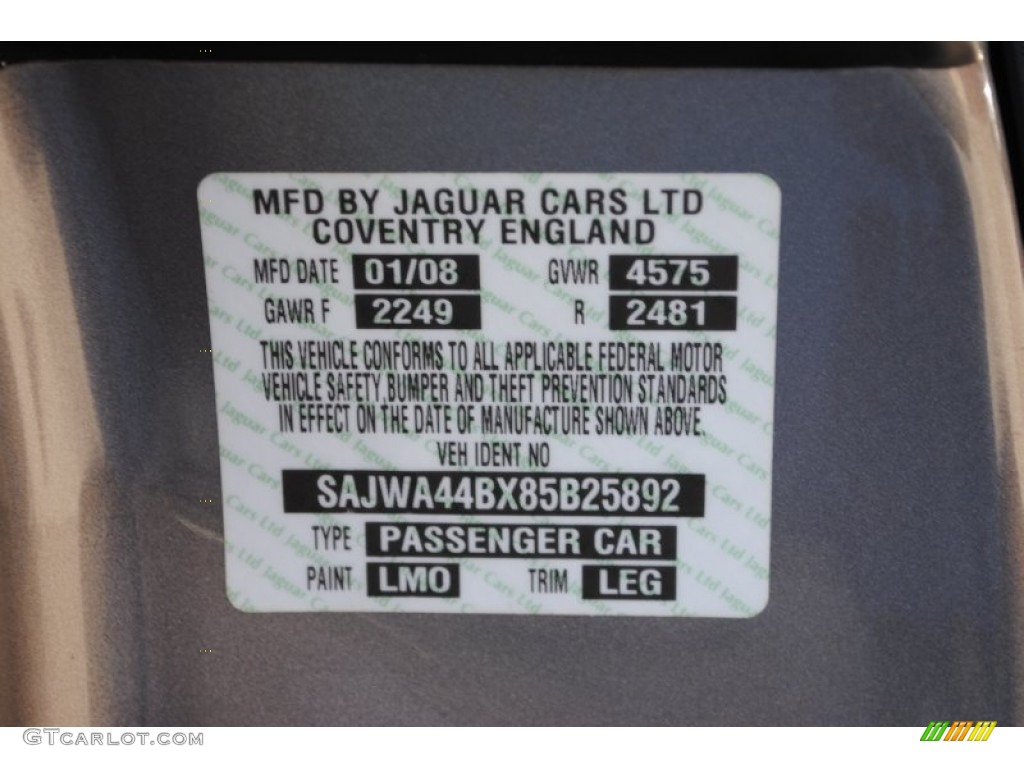 2008 XK Color Code LMO for Vapour Gray Metallic Photo #62558476