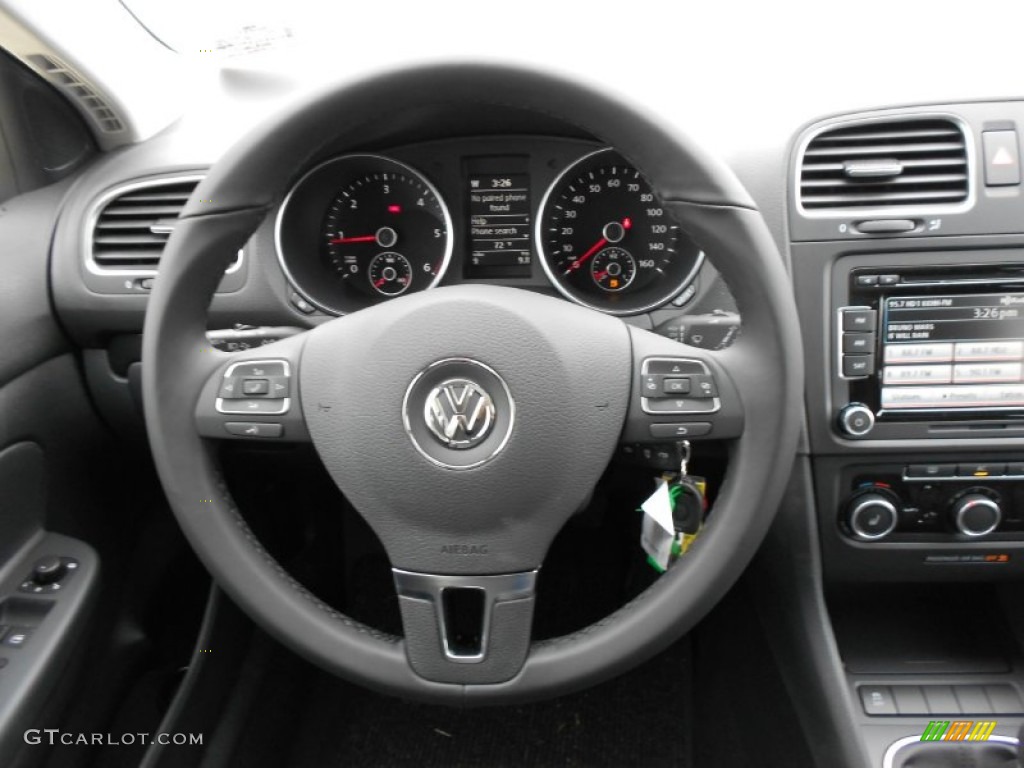 2012 Volkswagen Jetta TDI SportWagen Titan Black Steering Wheel Photo #62558700