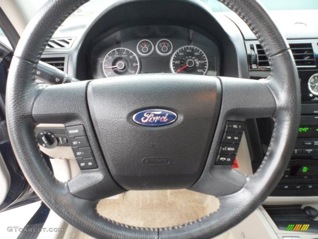 2008 Ford Fusion SEL V6 Medium Light Stone Steering Wheel Photo #62569288