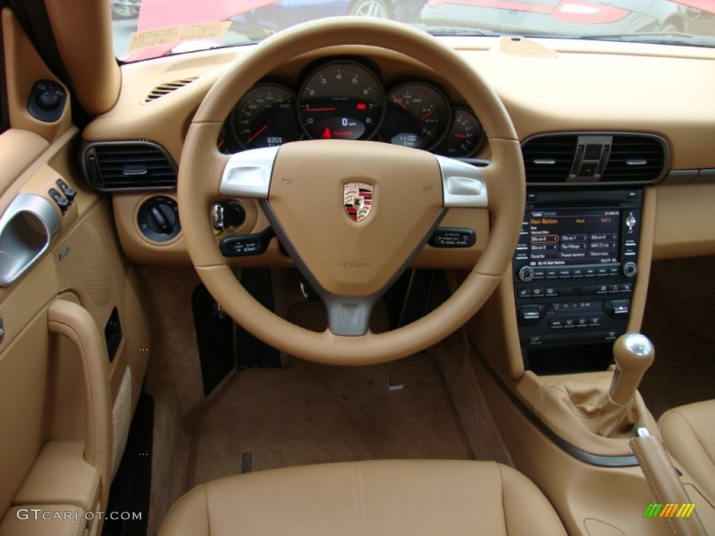 2009 Porsche 911 Carrera Coupe Sand Beige Steering Wheel Photo #62570794