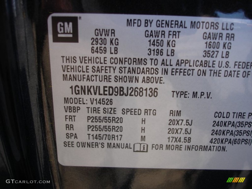 2011 Traverse LTZ AWD - Black Granite Metallic / Light Gray/Ebony photo #15