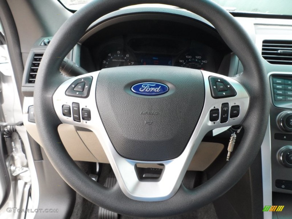 2013 Ford Explorer FWD Medium Light Stone Steering Wheel Photo #62572660