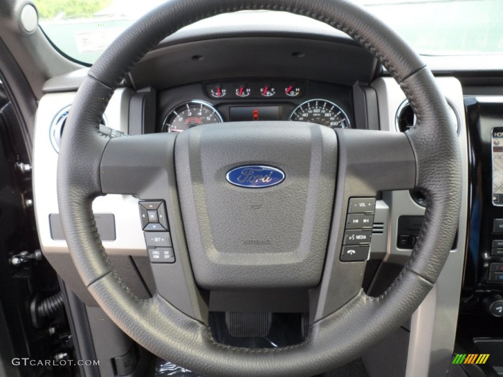 2012 Ford F150 FX4 SuperCrew 4x4 Black Steering Wheel Photo #62573701
