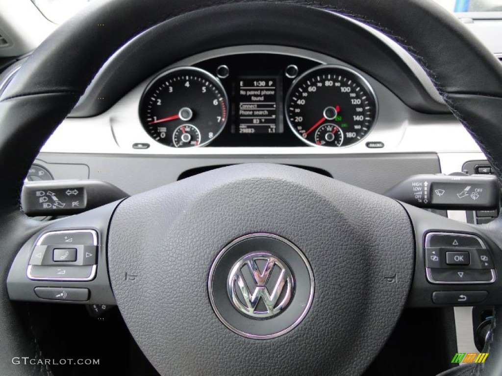 2012 Volkswagen CC Lux Black Steering Wheel Photo #62575368
