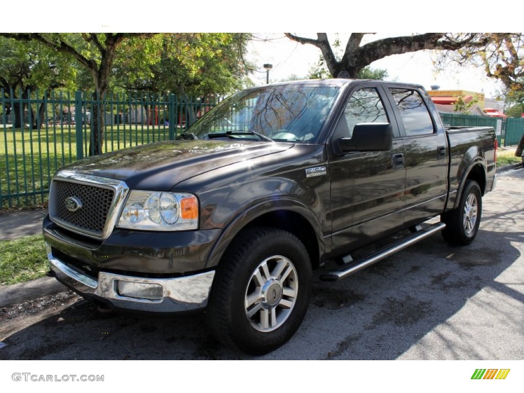 2005 F150 Lariat SuperCrew 4x4 - Dark Stone Metallic / Black photo #1