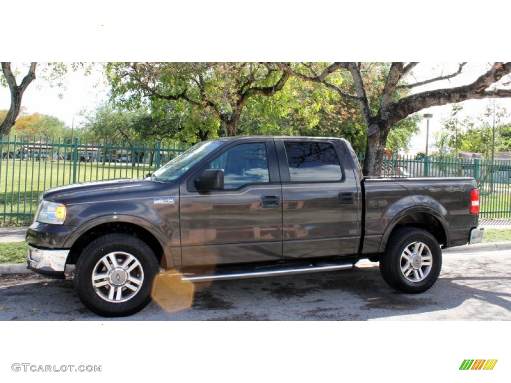 2005 F150 Lariat SuperCrew 4x4 - Dark Stone Metallic / Black photo #2