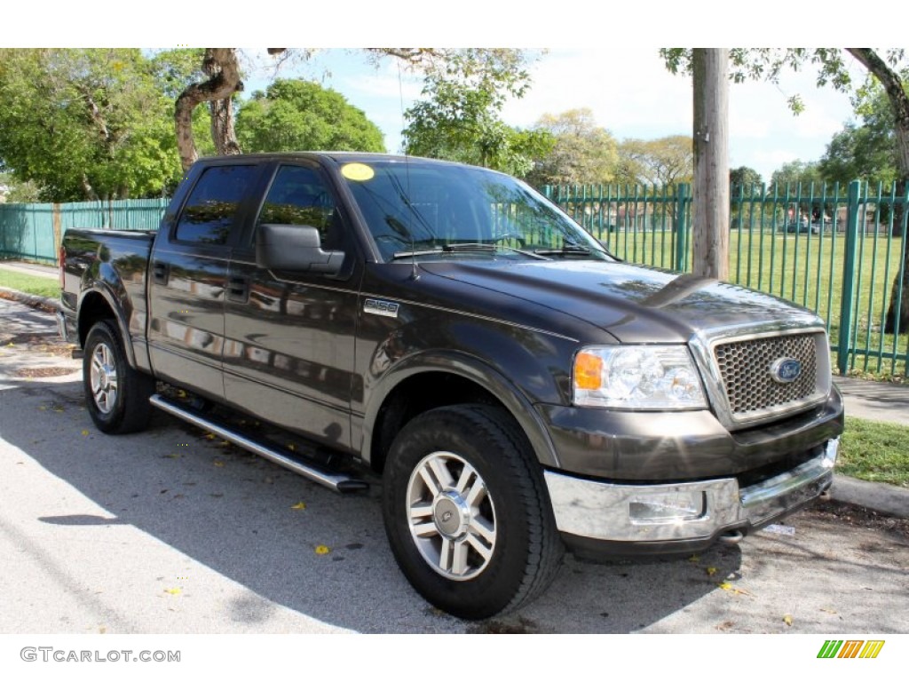 2005 F150 Lariat SuperCrew 4x4 - Dark Stone Metallic / Black photo #12