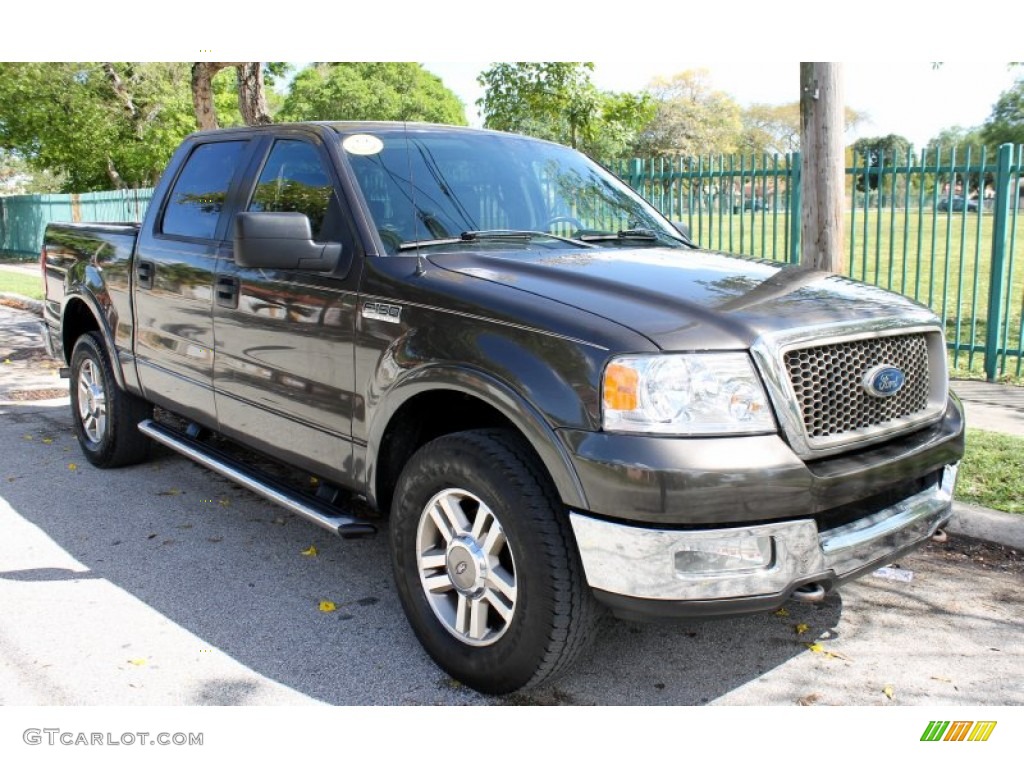 2005 F150 Lariat SuperCrew 4x4 - Dark Stone Metallic / Black photo #13