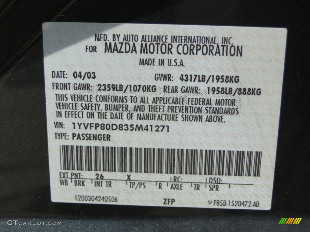 2003 Mazda MAZDA6 s Sedan Parts Photos