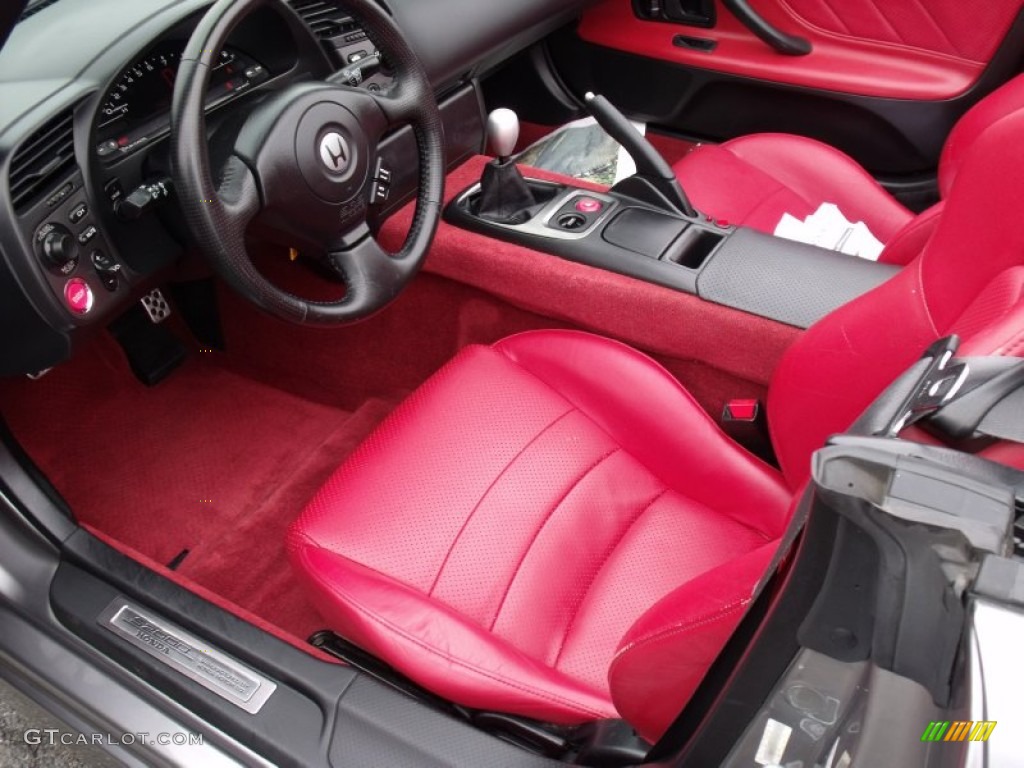Black/Red Leather Interior 2000 Honda S2000 Roadster Photo #62579668