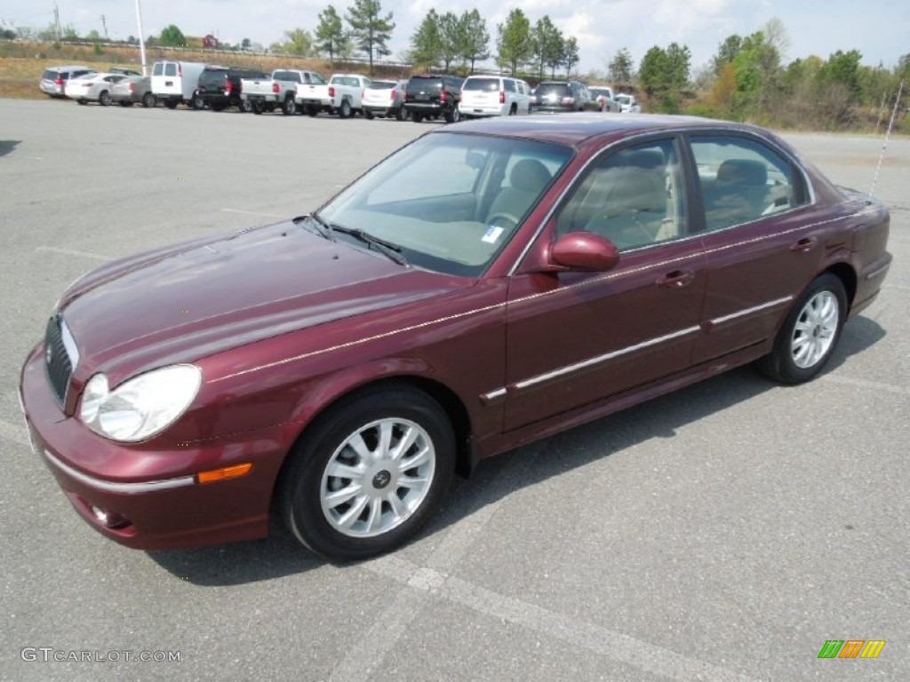 2005 Sonata GLS V6 - Ruby Red / Beige photo #1