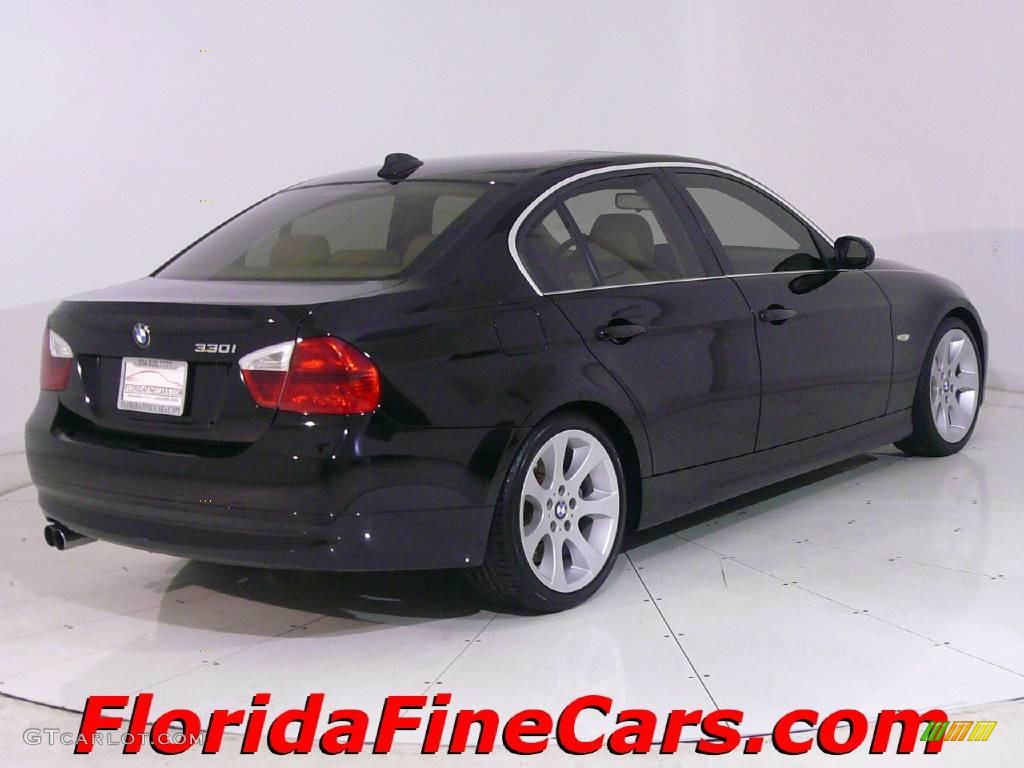 2006 3 Series 330i Sedan - Jet Black / Beige photo #2