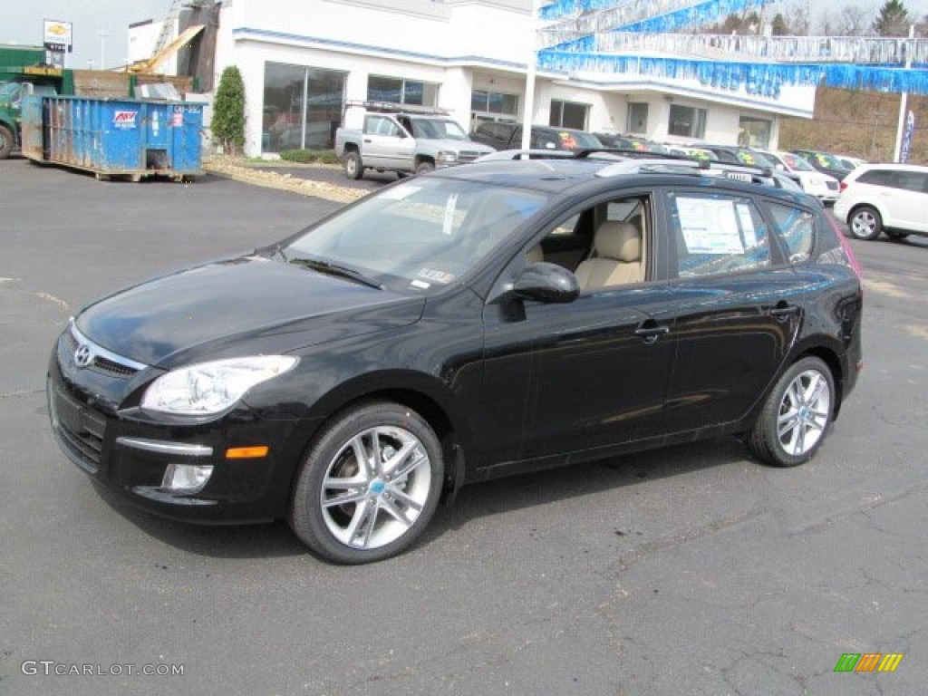 2012 Elantra SE Touring - Black Noir Pearl / Beige photo #4