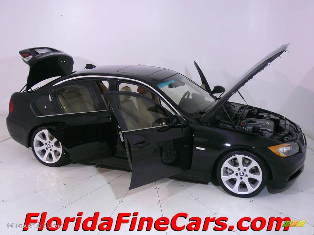 2006 3 Series 330i Sedan - Jet Black / Beige photo #7