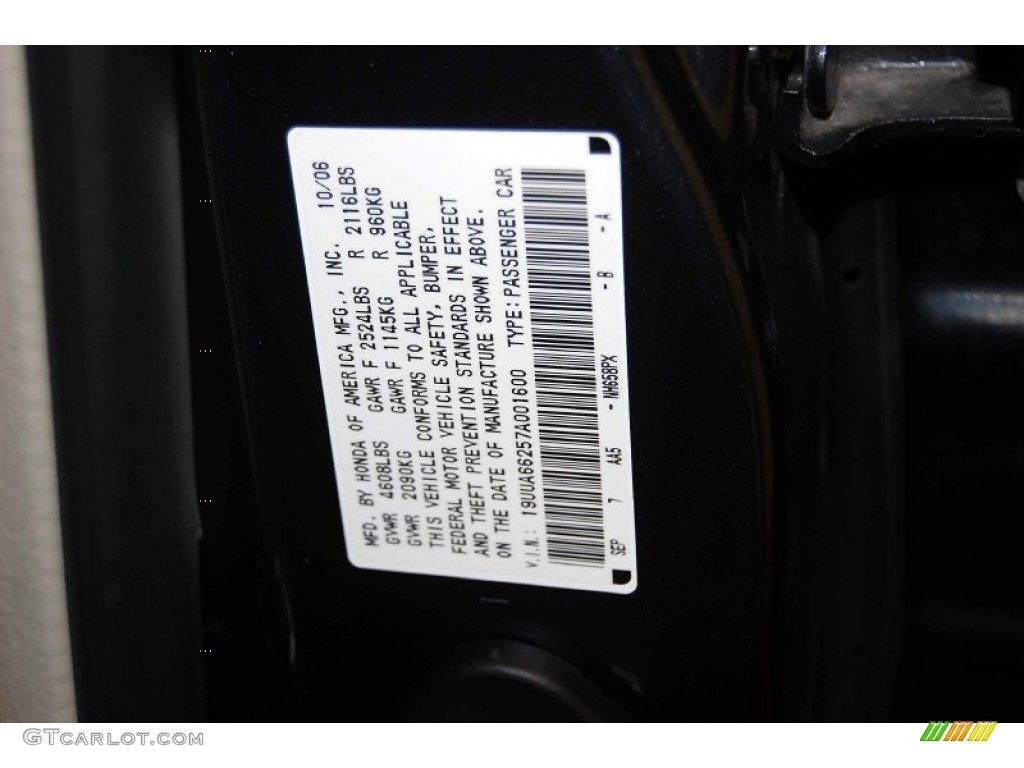 2007 TL Color Code NH658PX for Carbon Gray Pearl Photo #62591793