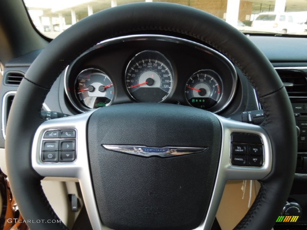 2012 Chrysler 200 Touring Convertible Black Steering Wheel Photo #62596979