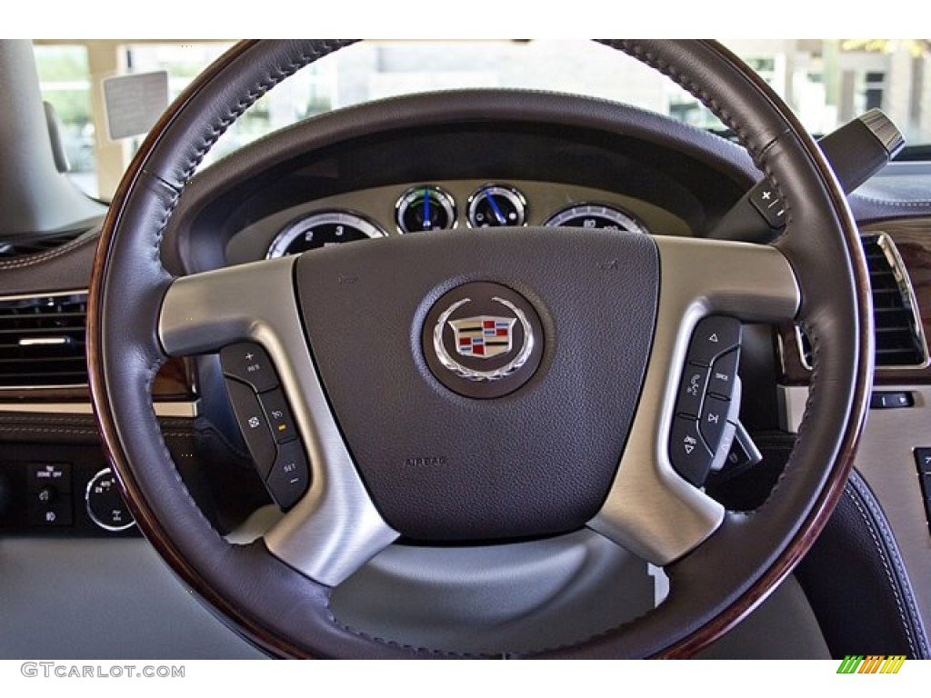 2011 Cadillac Escalade Hybrid Platinum AWD Cocoa/Light Linen Tehama Leather Steering Wheel Photo #62600508