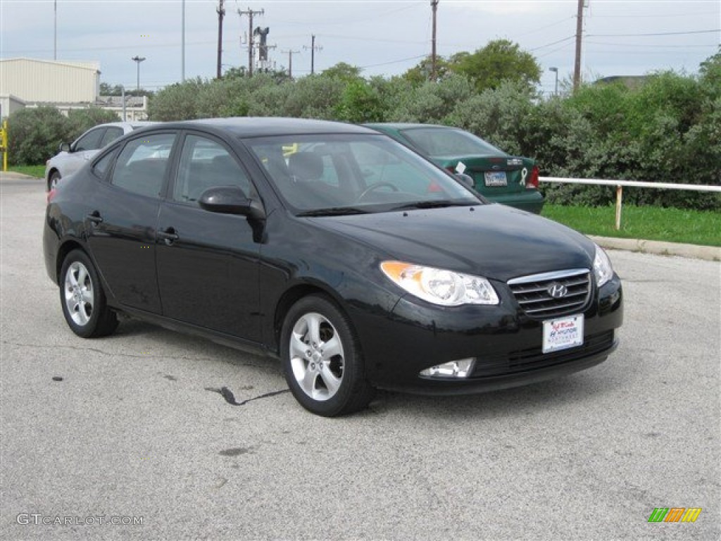 2009 Elantra SE Sedan - Black Pearl / Black photo #3