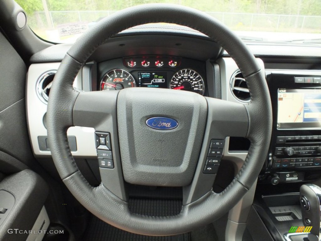 2012 Ford F150 FX4 SuperCrew 4x4 Black Steering Wheel Photo #62602420