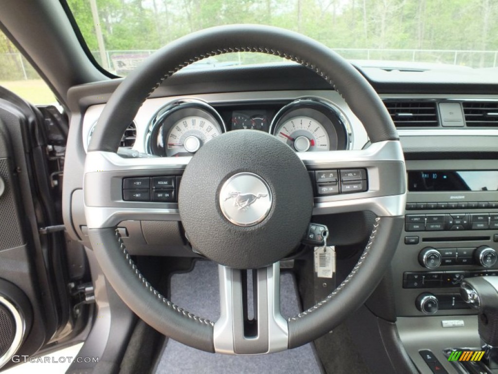 2012 Ford Mustang GT Premium Coupe Charcoal Black Steering Wheel Photo #62602727