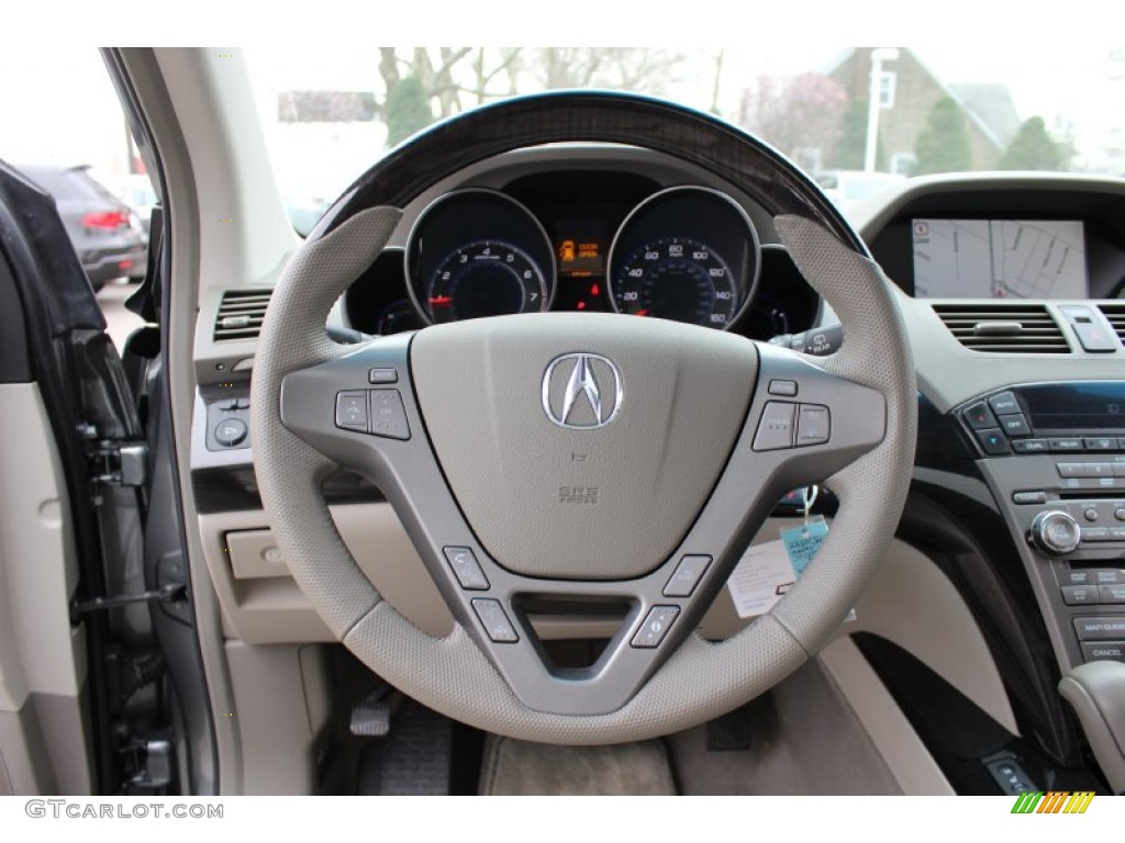 2009 Acura MDX Technology Taupe Steering Wheel Photo #62605022