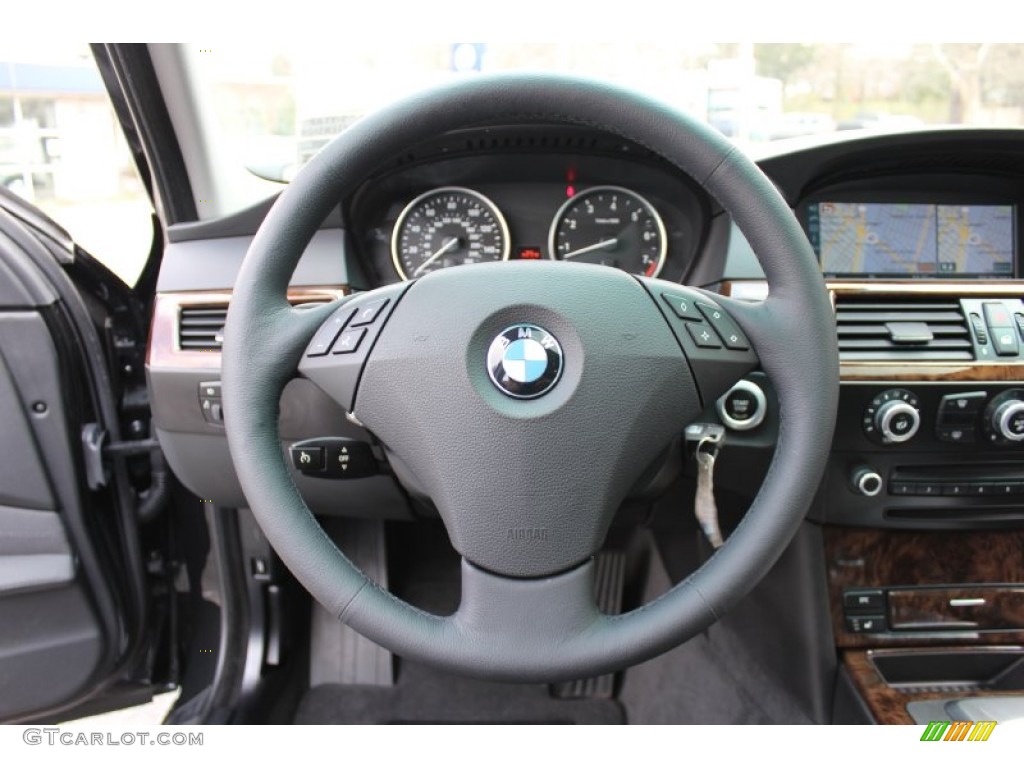 2009 BMW 5 Series 528xi Sedan Black Steering Wheel Photo #62606495