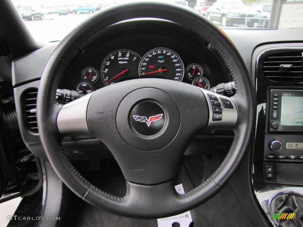 2008 Chevrolet Corvette Z06 Ebony Steering Wheel Photo #62607102