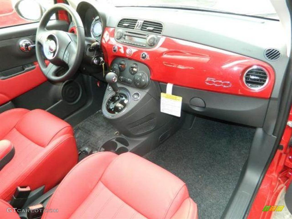 2012 Fiat 500 Lounge Pelle Rosso/Nera (Red/Black) Dashboard Photo #62607245