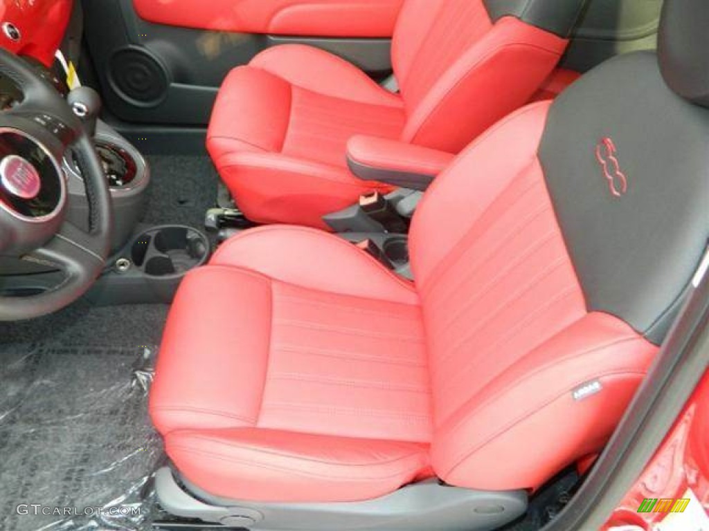 Pelle Rosso/Nera (Red/Black) Interior 2012 Fiat 500 Lounge Photo #62607254