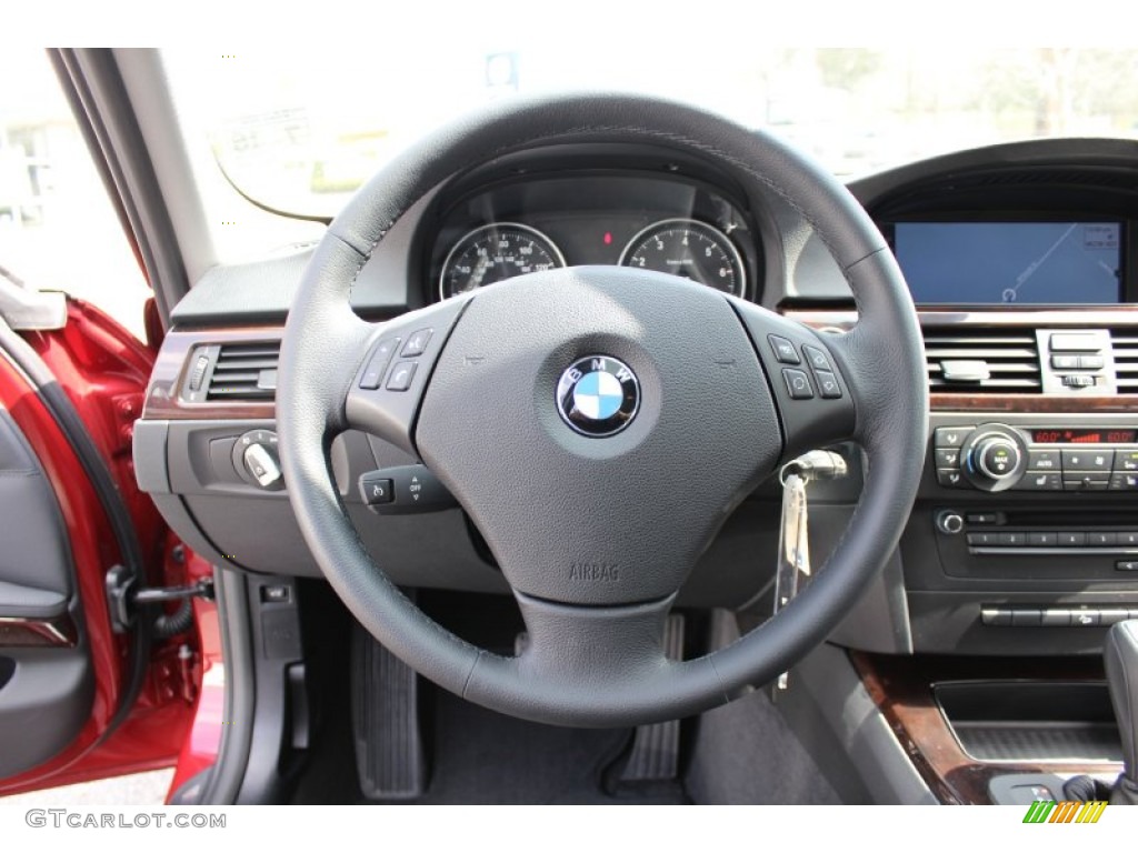 2011 BMW 3 Series 328i xDrive Sedan Black Steering Wheel Photo #62609840
