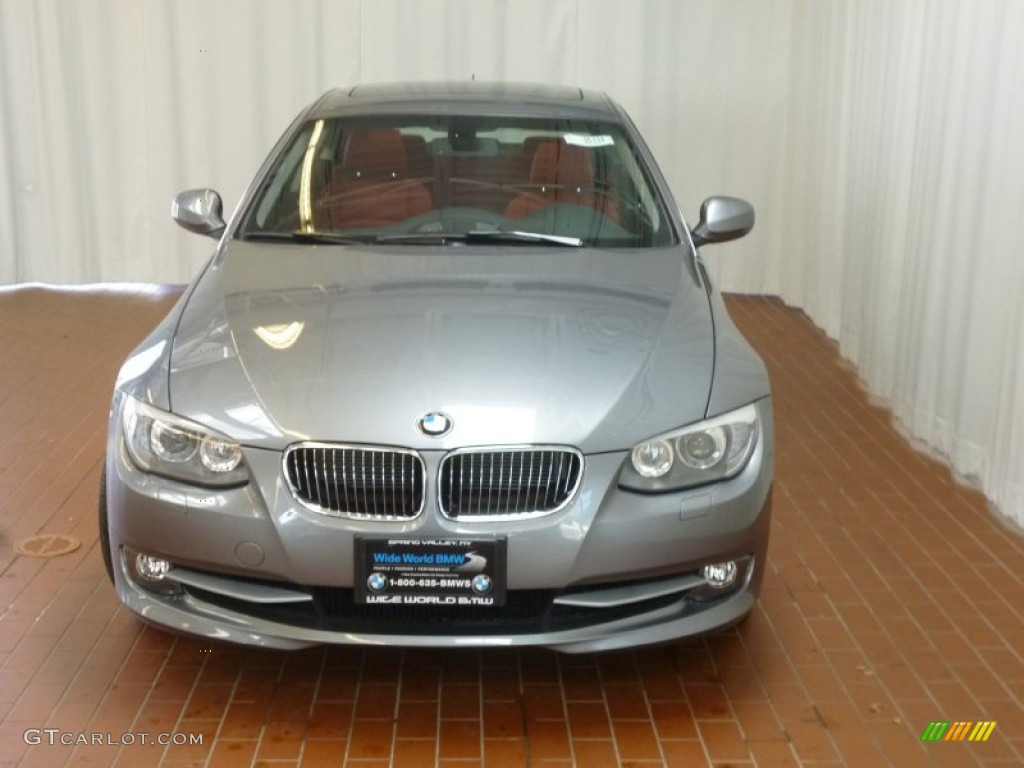 2012 3 Series 328i xDrive Coupe - Space Grey Metallic / Coral Red/Black photo #2