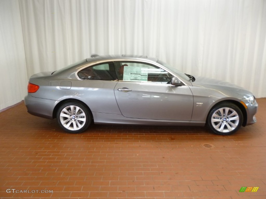 2012 3 Series 328i xDrive Coupe - Space Grey Metallic / Coral Red/Black photo #3